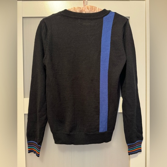 Vintage wool sweater with coloured stripes on side - Picture 2 of 3